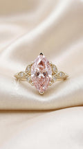 3 Carat Pink Marquise Diamond Ring – 14k Gold Vintage Floral Engagement