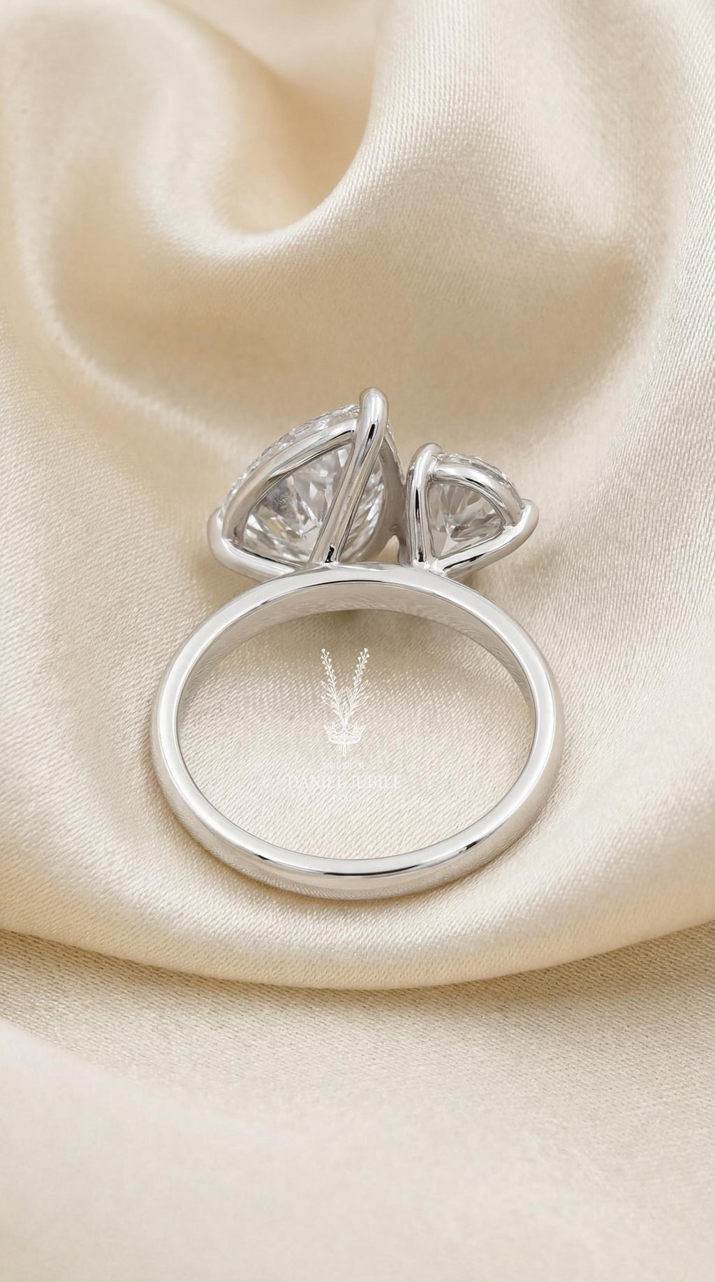 3ctw Pear Cut Lab Toi et Moi Diamond Ring – White Gold Two Stone Engagement