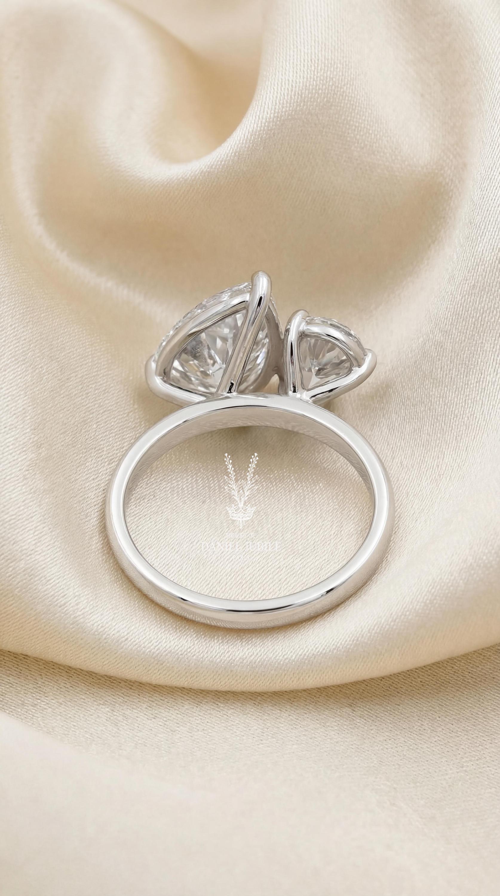 3ctw Pear Cut Lab Toi et Moi Diamond Ring – White Gold Two Stone Engagement