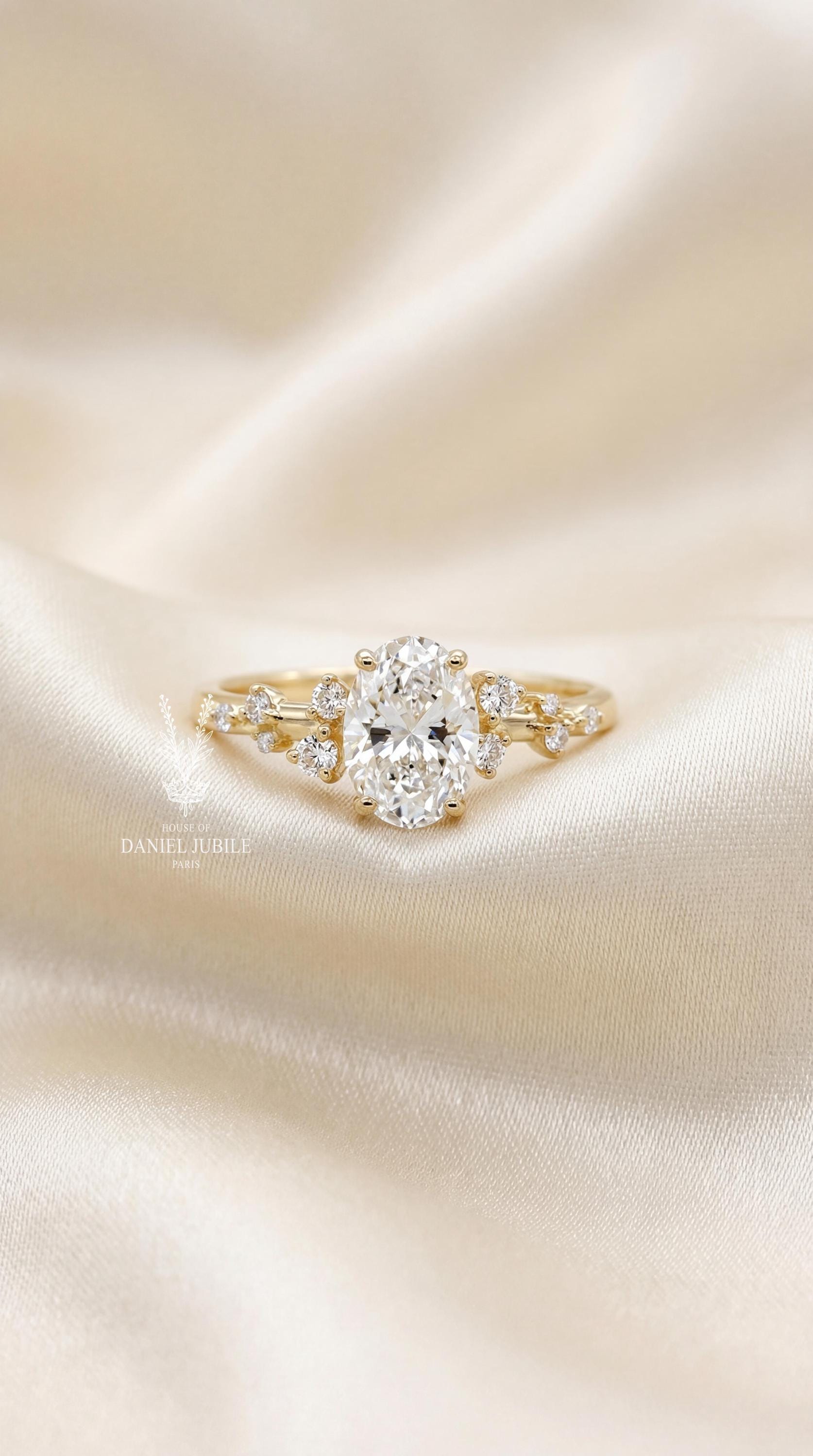 2.22 Carat Oval Cluster Lab Diamond Ring – Gold Vine Engagement Ring