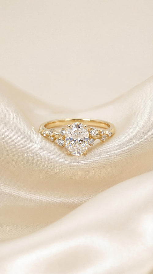 2.22 Carat Oval Cluster Lab Diamond Ring – Gold Vine Engagement Ring
