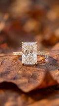 5Carat Radiant Cut Lab Grown Diamond Engagement Ring, 14k Gold Hidden Halo