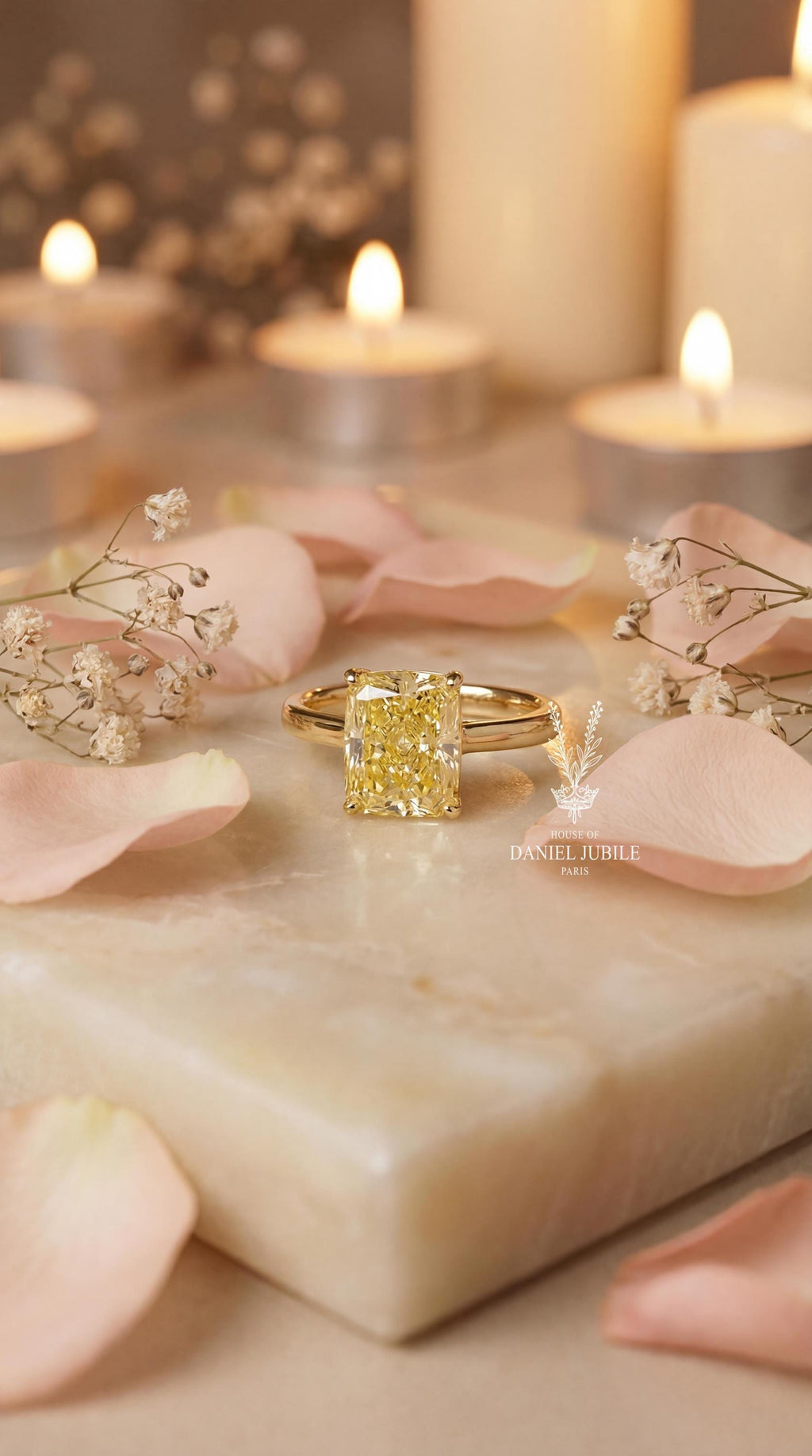 2ct Canary Yellow Cushion Cut Lab Diamond 14k Gold Engagement Ring