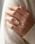 3ct Emerald Cut Lab Diamond Engagement Ring, 14k Gold Bezel Set Split Shank