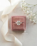 4ct Emerald Cut Lab Diamond Engagement Ring, 14k Gold Art Deco Trilogy