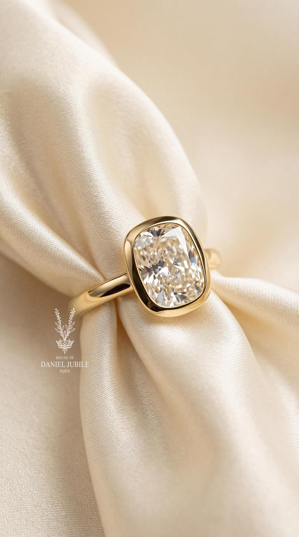 2ct Cushion Cut Diamond Engagement Ring Bezel Set Solitaire 14k Solid Gold Wedding Ring Modern Minimalist Low Profile Promise Ring