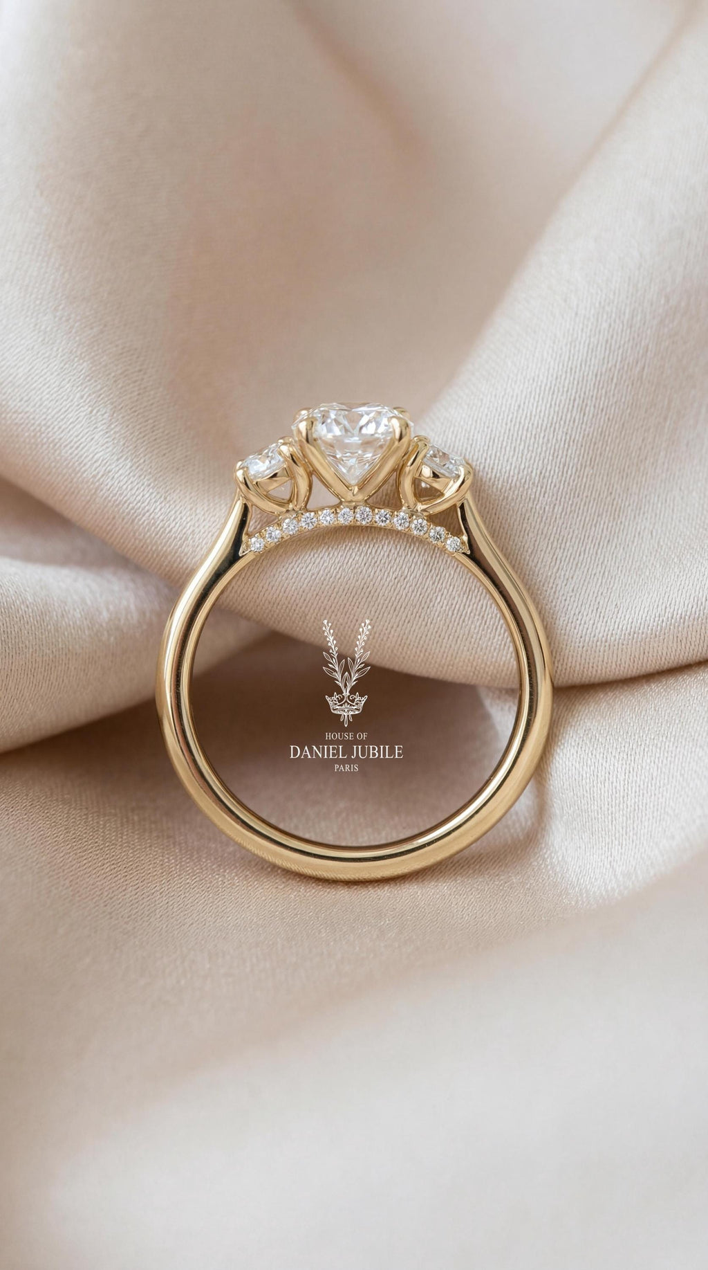 4.20CTW Oval Lab 3 Stone Diamond Ring - 14k Gold Trilogy Engagement Ring