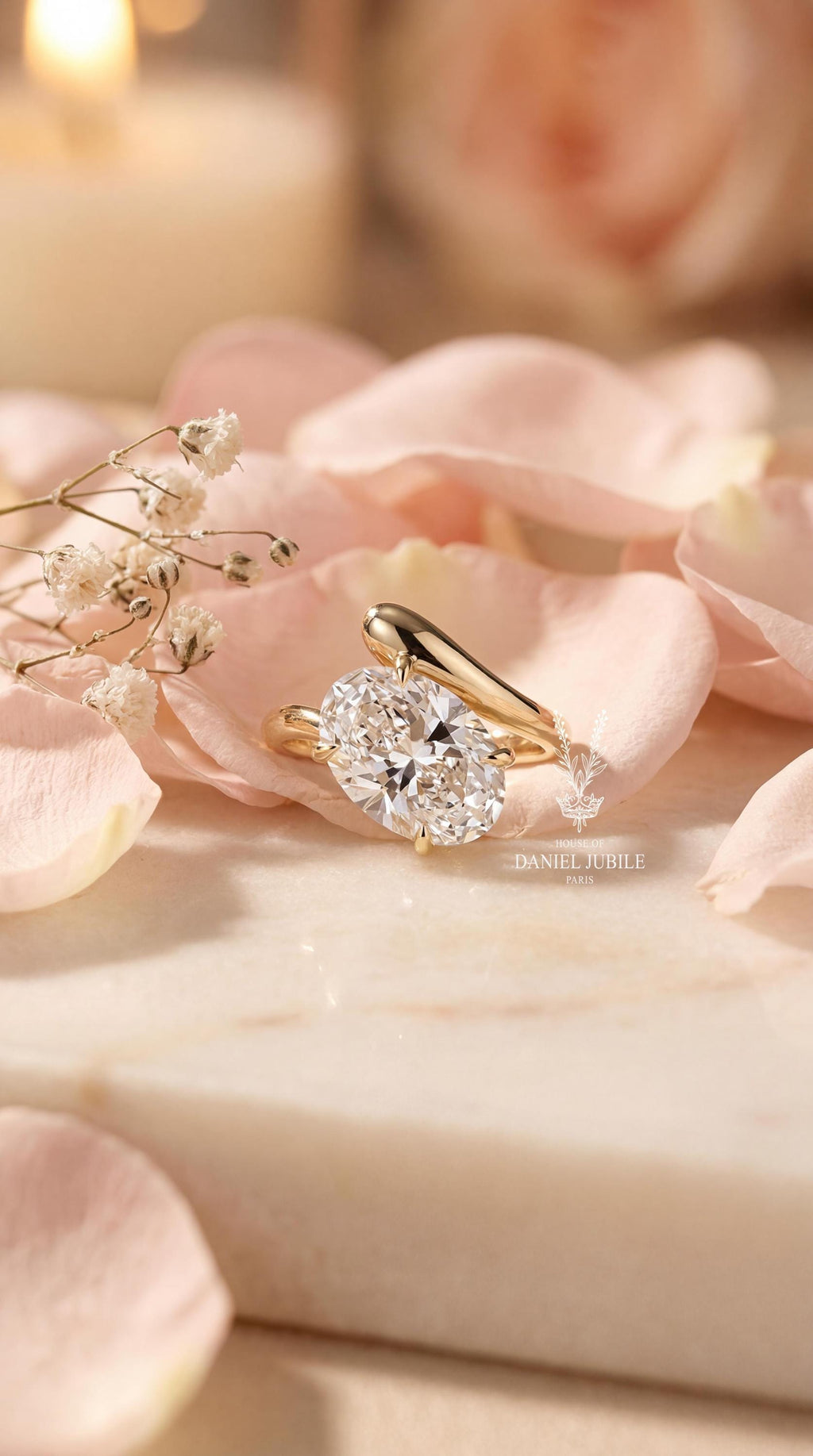 4ct Oval Lab Diamond Bypass Ring – Gold Solitaire Engagement Gift