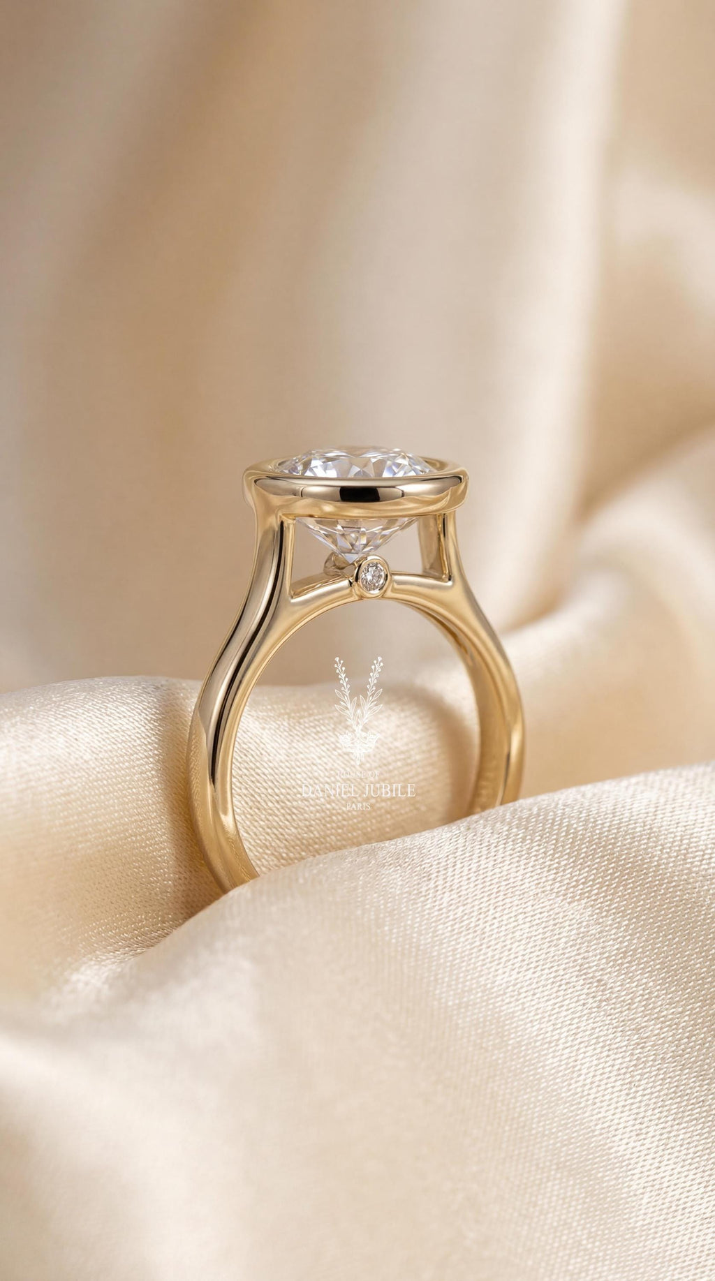 Oval Lab Grown Diamond Engagement Ring – Floral 14k Yellow Gold