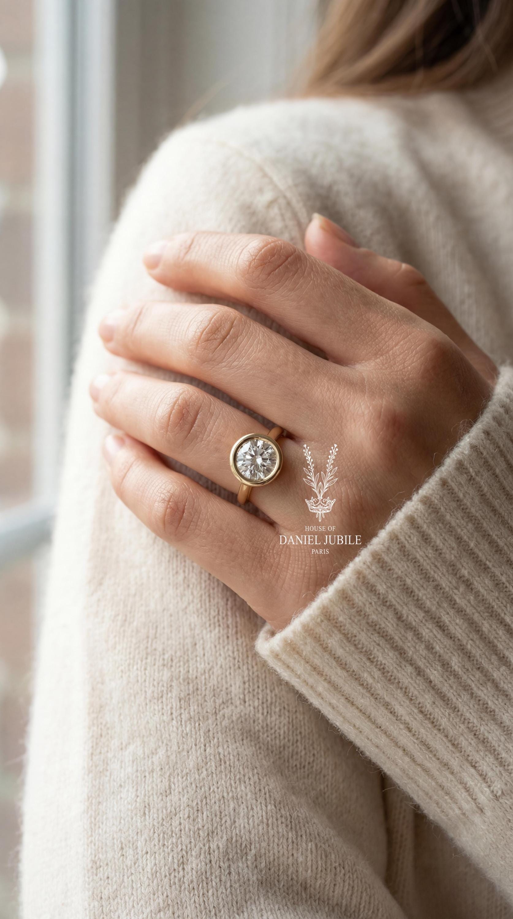 Oval Lab Grown Diamond Engagement Ring – Floral 14k Yellow Gold