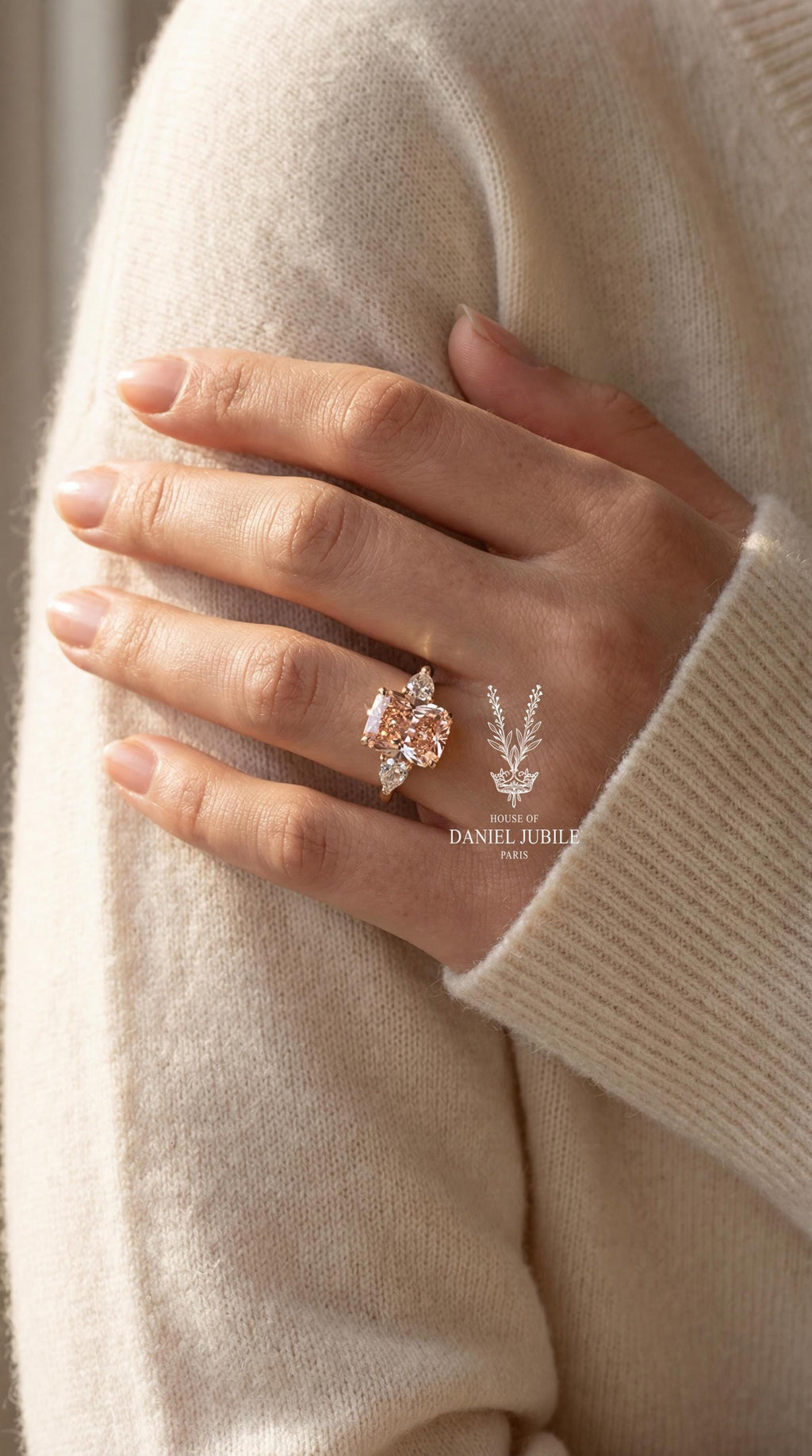 4 Carat Fancy Pink Cushion Cut Lab Diamond Ring – 14k Gold Three Stone Engagement Ring