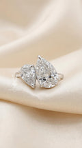 3ctw Pear Cut Lab Toi et Moi Diamond Ring – White Gold Two Stone Engagement