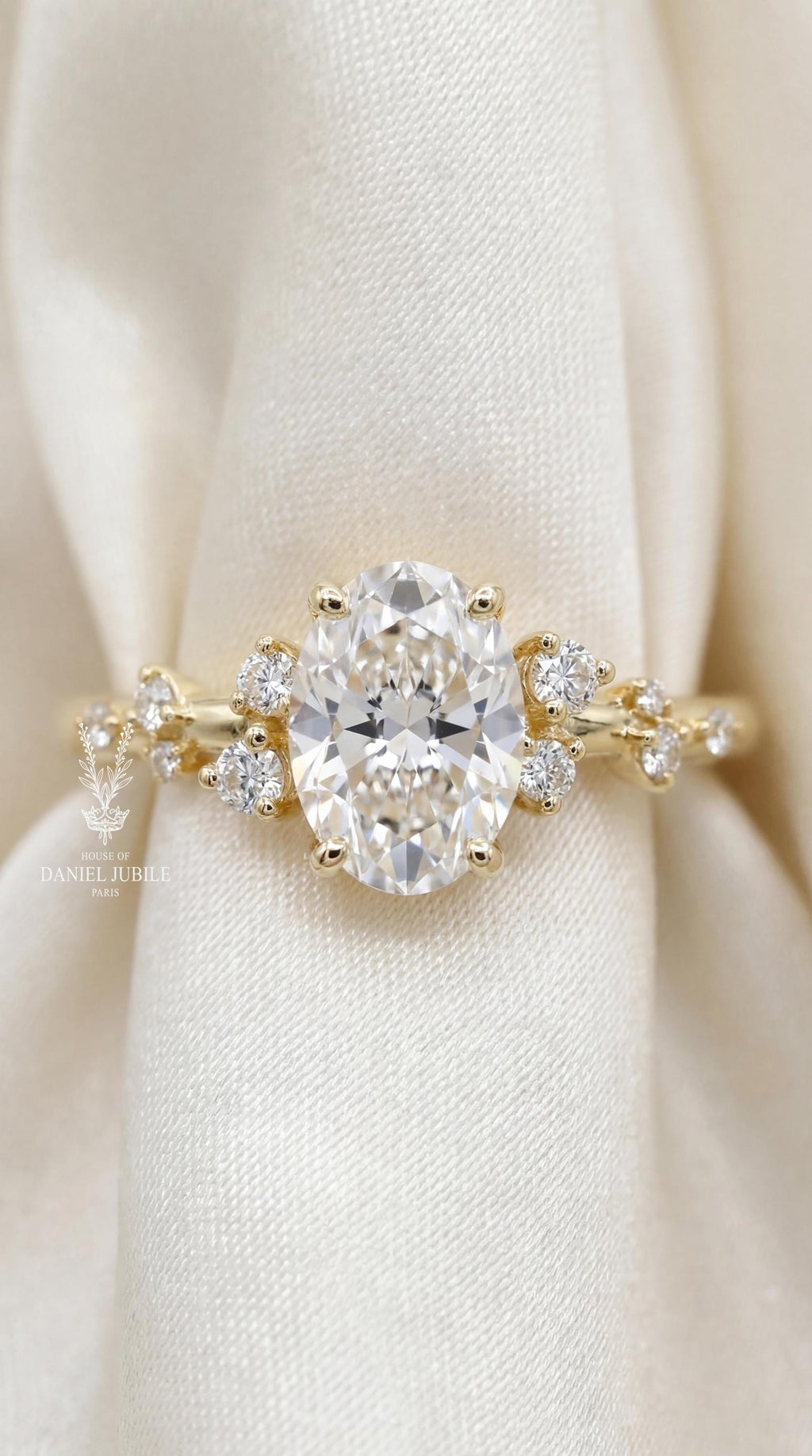 2.22 Carat Oval Cluster Lab Diamond Ring – Gold Vine Engagement Ring