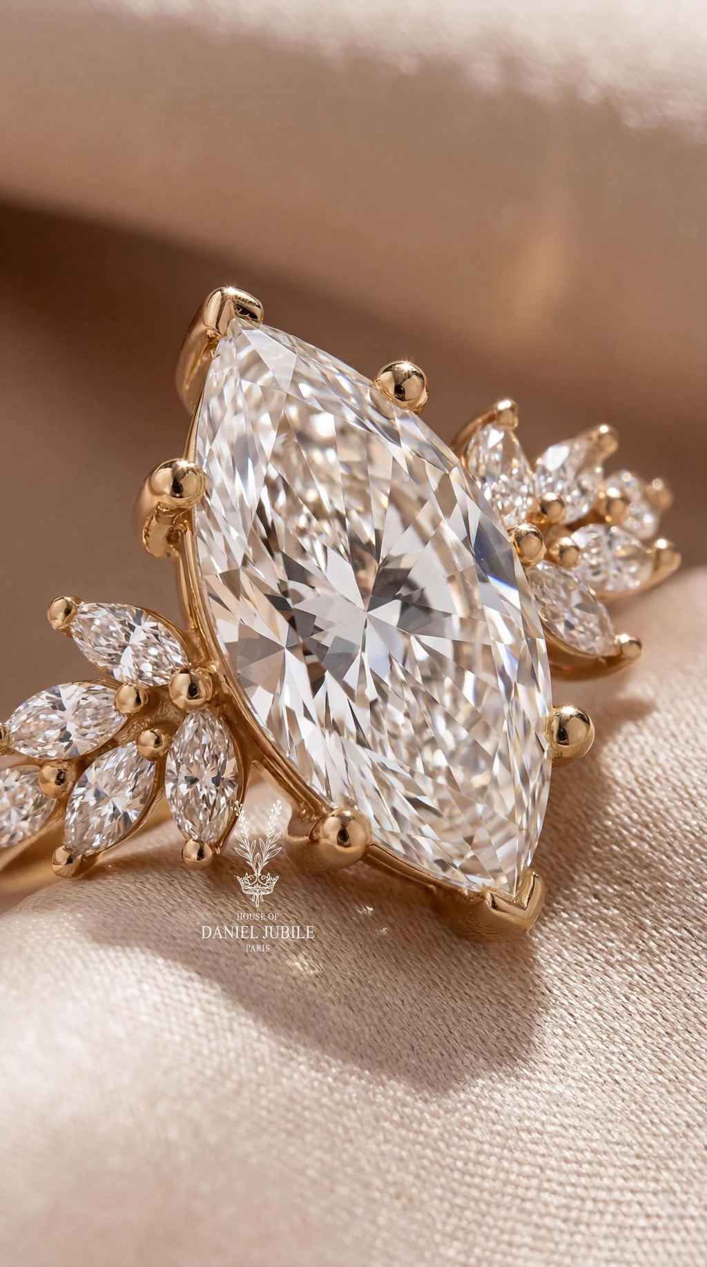 3 Carat Marquise Cut Lab Art Deco Diamond Ring - 14k White Gold Engagement Jewelry