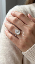 3.55ctw Pear Cut Lab Grown Diamond Engagement Ring, 14k White Gold Hidden Halo