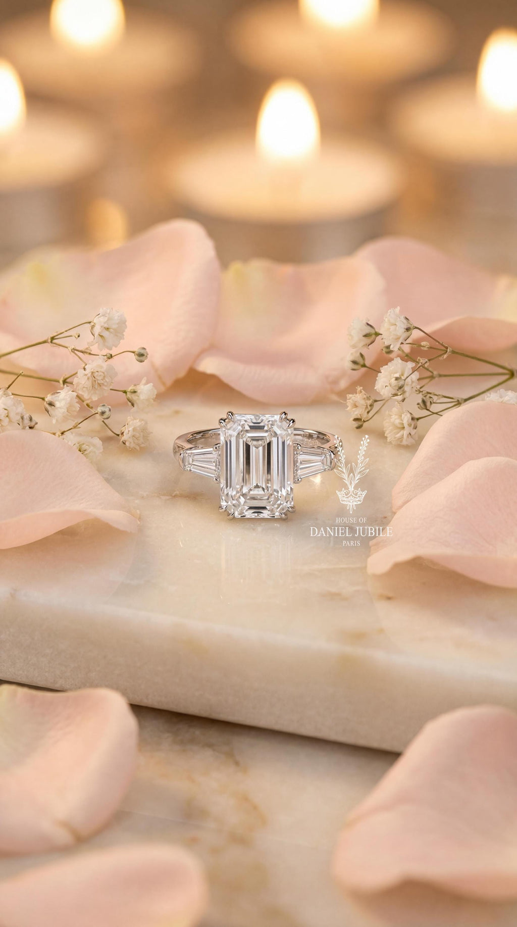 4.40Carat Radiant Cut Lab Engagement Diamond Ring, 14k White Gold Art Deco Bridal Set