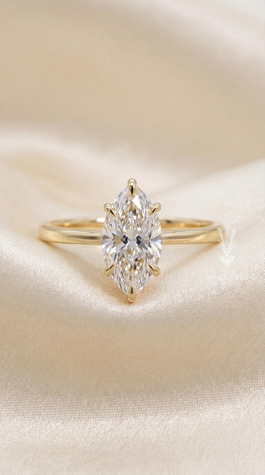 2ct Lab Grown Diamond Engagement Ring, 14k Gold Marquise Solitaire