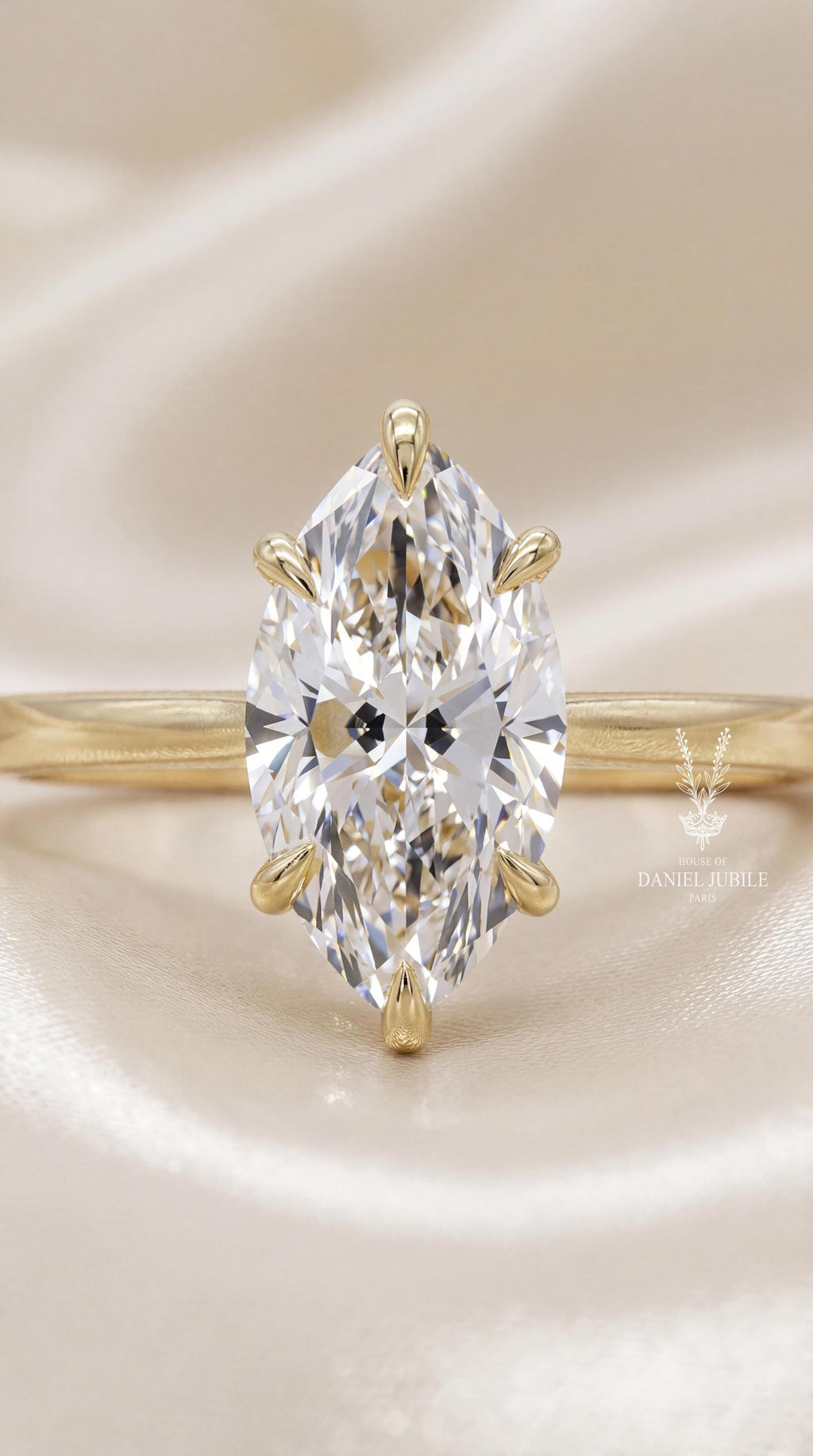 2ct Lab Grown Diamond Engagement Ring, 14k Gold Marquise Solitaire