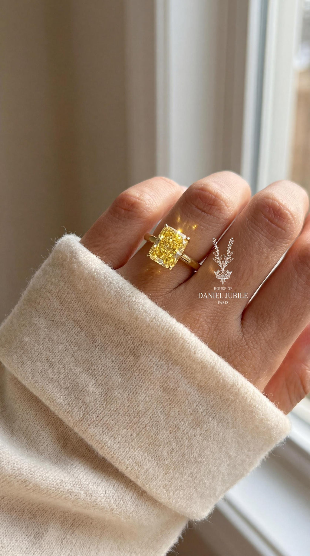 2ct Canary Yellow Cushion Cut Lab Diamond 14k Gold Engagement Ring