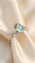 2ct Mint Green Diamond Ring: Trillion Cut 14k White Gold Solitaire