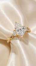 3ct Pear Cut Lab Diamond Engagement Ring, 14k Gold Bypass Solitaire