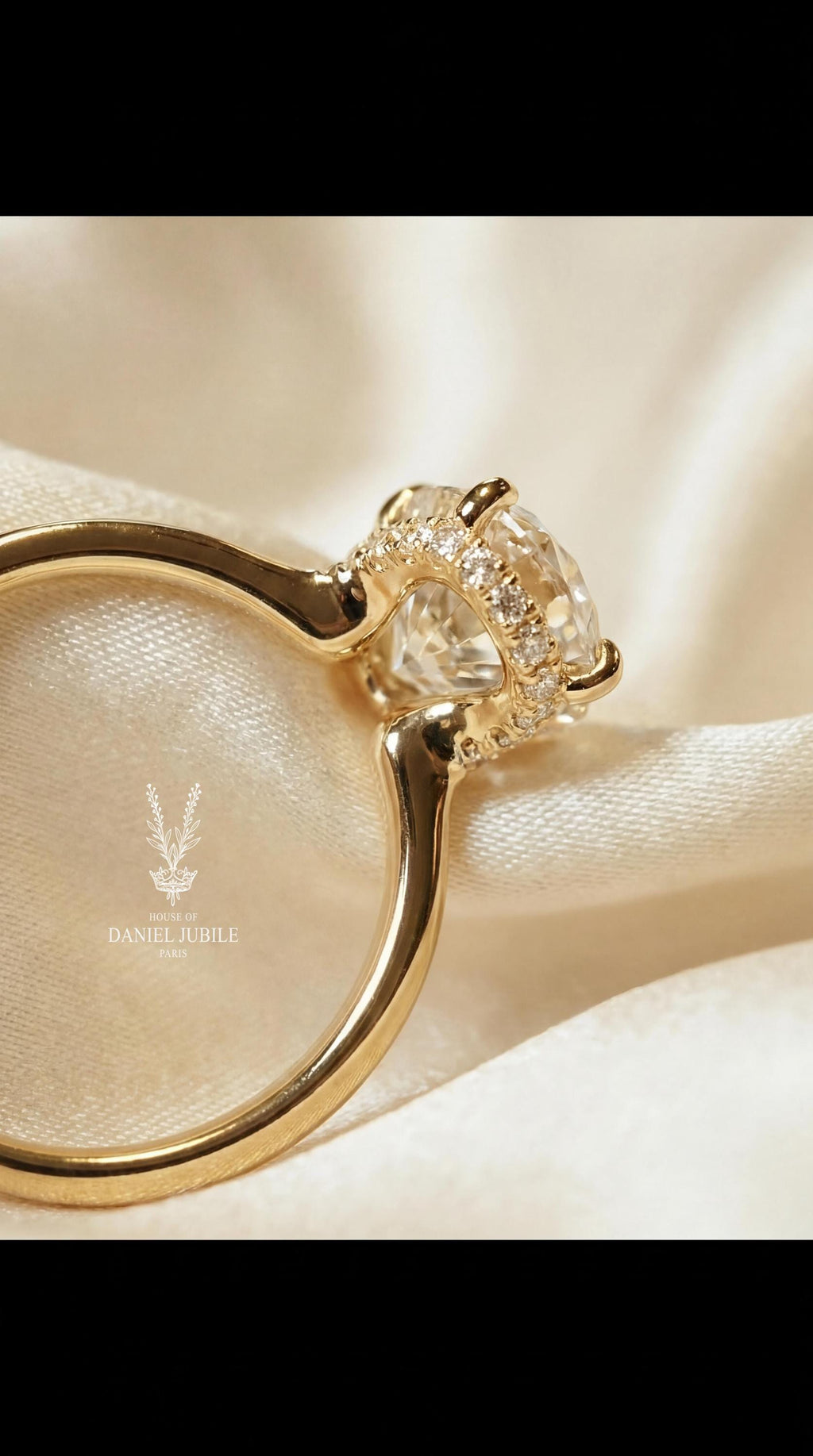 4ct Oval Lab Diamond Engagement Ring, 14k Gold Hidden Halo Solitaire