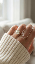 2ct Elongated Cushion Cut Lab Diamond Engagement Ring, 14k Gold Cathedral Solitaire