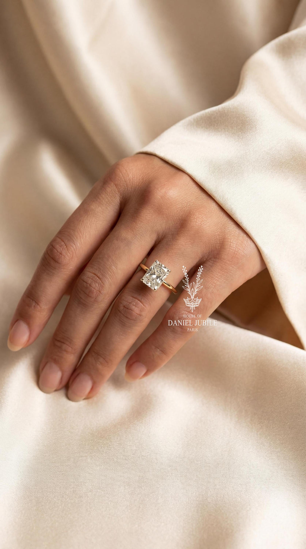 3ct Radiant Cut Lab Engagement Diamond Ring, 14k Gold