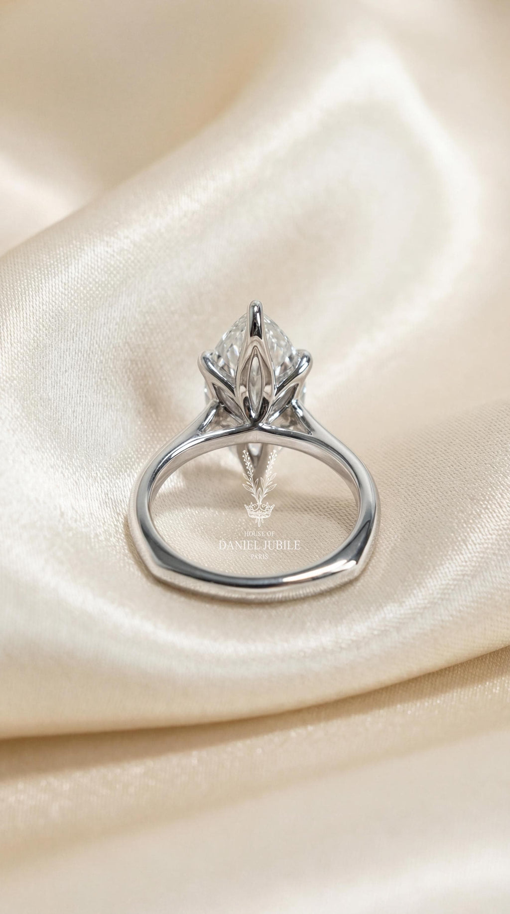 4ct Marquise Lab Grown Diamond Engagement Ring, 14k Gold Art Deco Baguette Ring