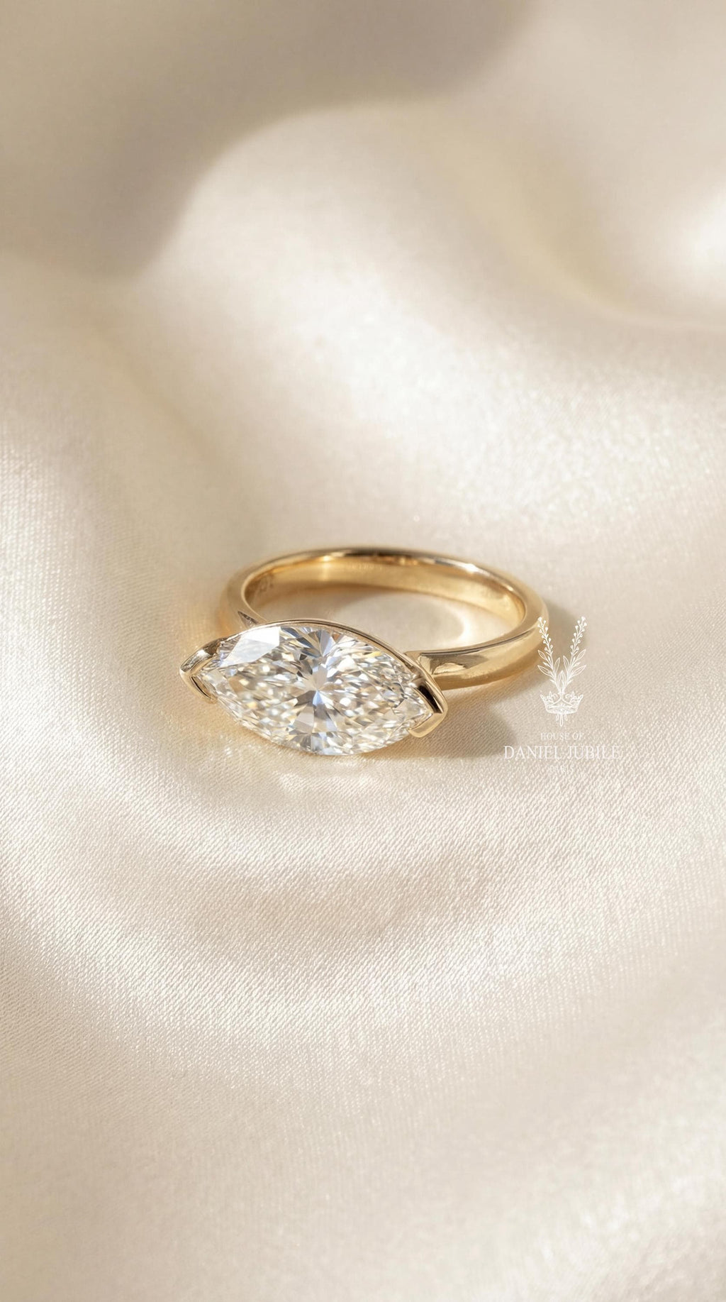 3ct Marquise Cut Diamond Engagement Ring 6 Prong Solitaire 14k Solid Gold Wedding Ring Vintage Tulip Basket Promise Ring Custom